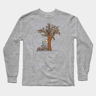 Skeleton Reading Under A Tree Long Sleeve T-Shirt